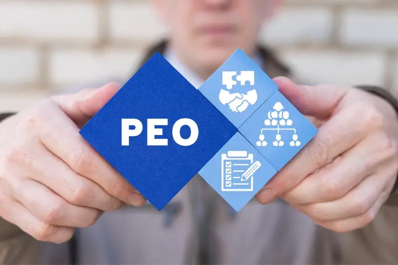 Concept of PEO Professional Employer Organization. Business HR Human Resources.