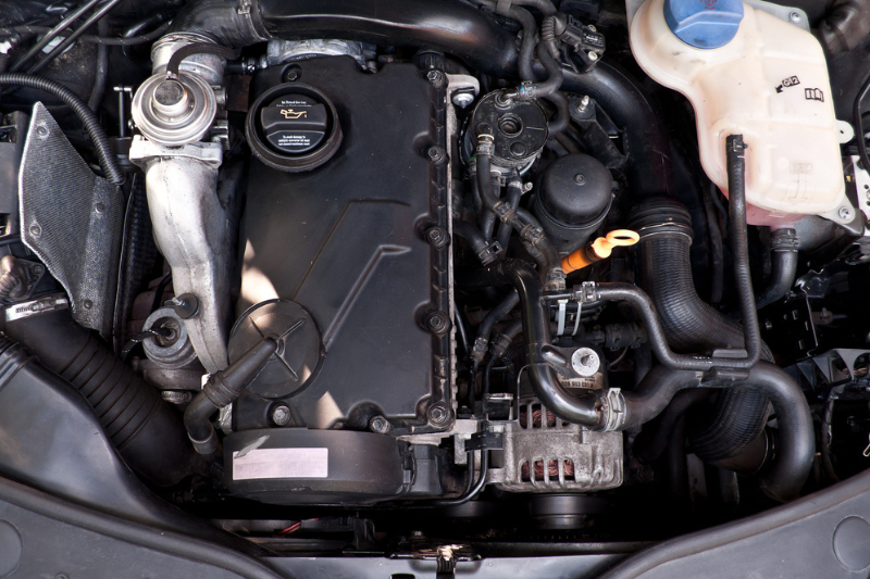 Closeup of a diesel engine