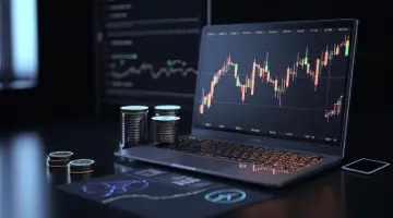 Trading graph on laptop screen