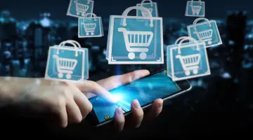 Businessman using digital shopping icons 3D rendering