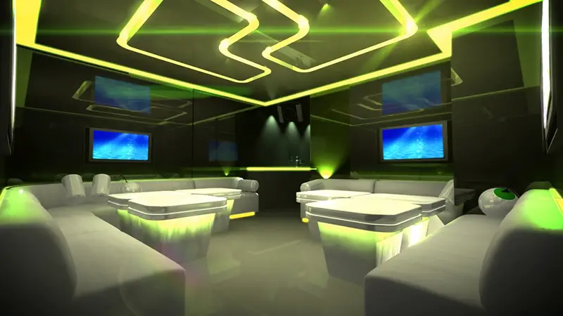 the Nightclub interior design with the cyber style theme