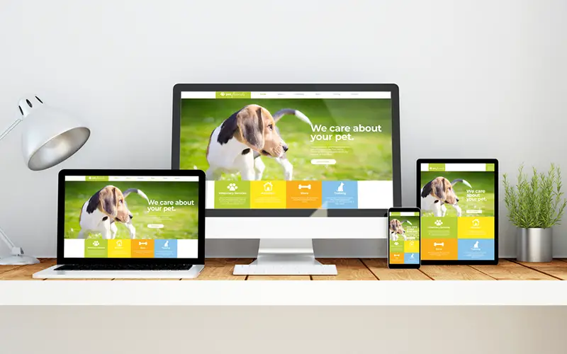 Workplace with pet responsive website on devices