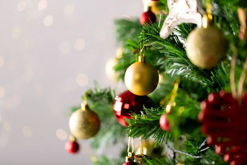 Image of christmas tree with baubles decoration