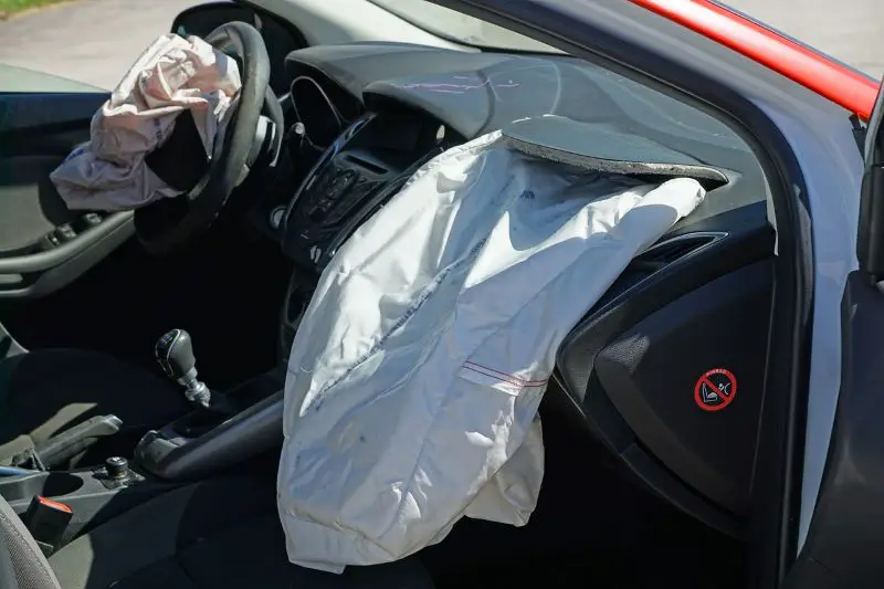 Air bag inside the car accident