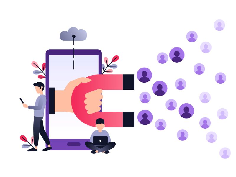 Social media ultra violet concept vector illustration with magnet for engaging
