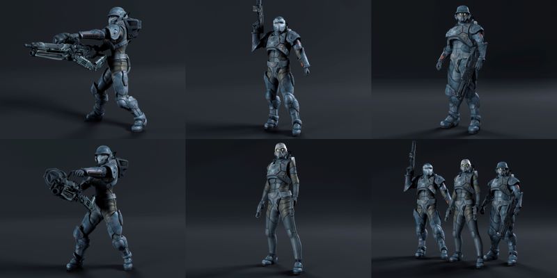 3D rendering of cartoon warriors set