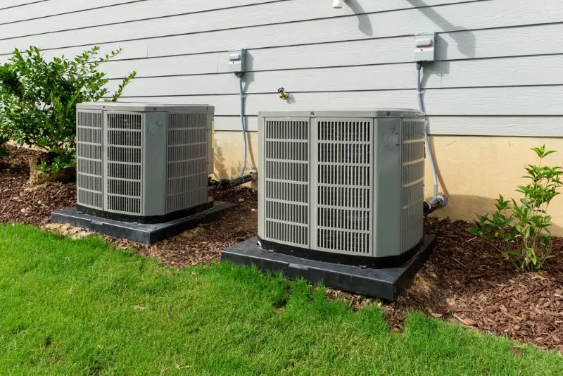 HVAC units connected to the residential house
