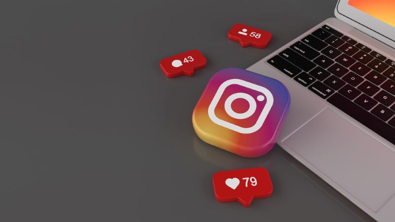 Instagram Icons over laptop