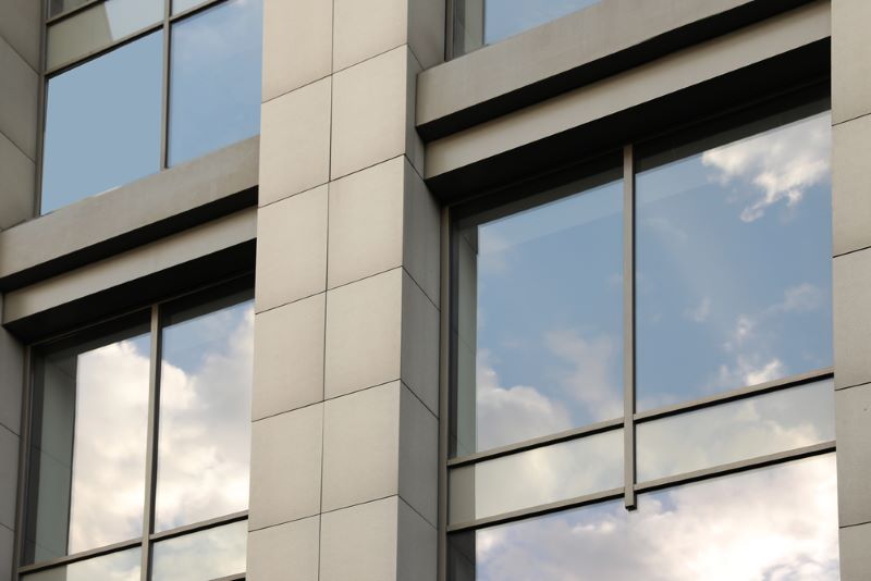 Modern office building with tinted windows