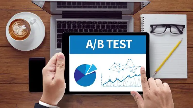 Depiction of A/B test on a tablet screen