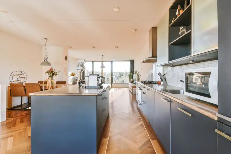 Interior of a beautiful kitchen of an elite showflat