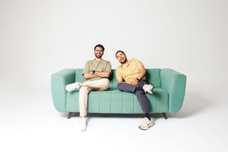 Metaforms cofounders Arjun S and Akshat Tyagi on sofa